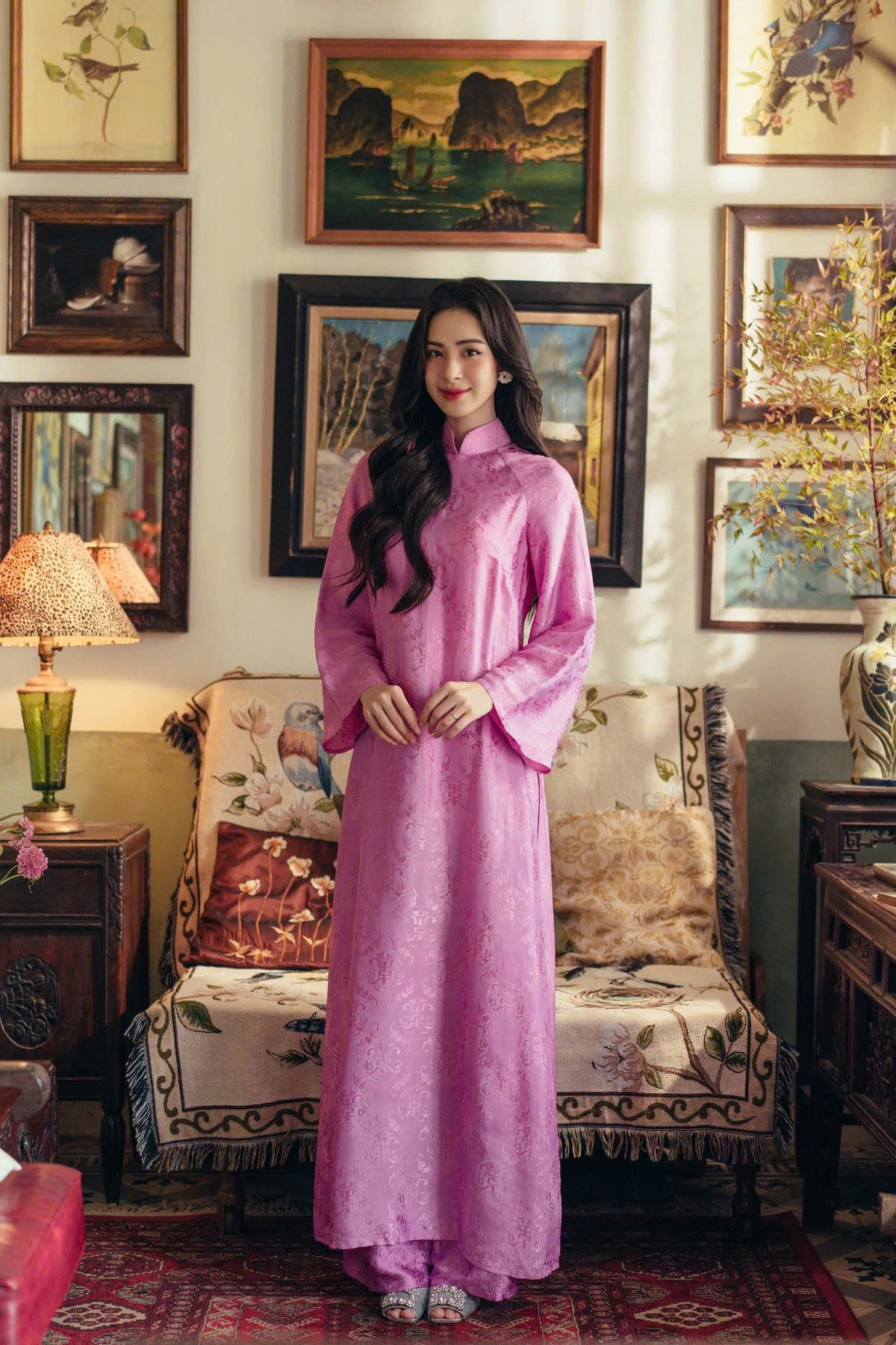 Áo dài hồng dịu